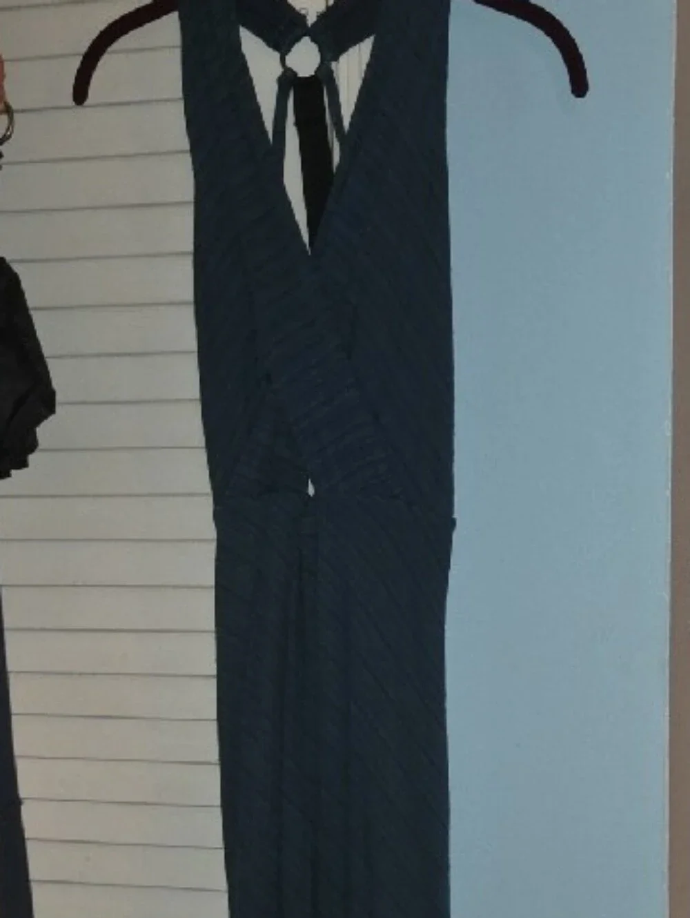 Free People Backless Maxi Dress in Navy Blue Stripe Pattern - Picture 3 of 14